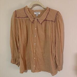 Emile et Ida Cream Polka Dot Blouse EUC